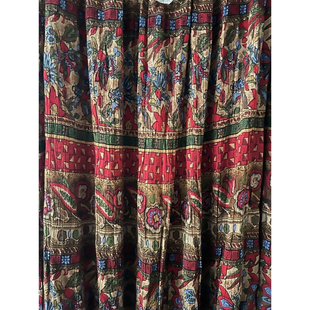 Liz Baker Boho floral burgundy skirt rayon new size 2x